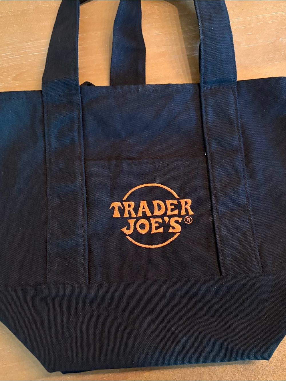 Mini Trader Joe's Black Canvas Tote with Orange Logo - Everyday Carry Bag